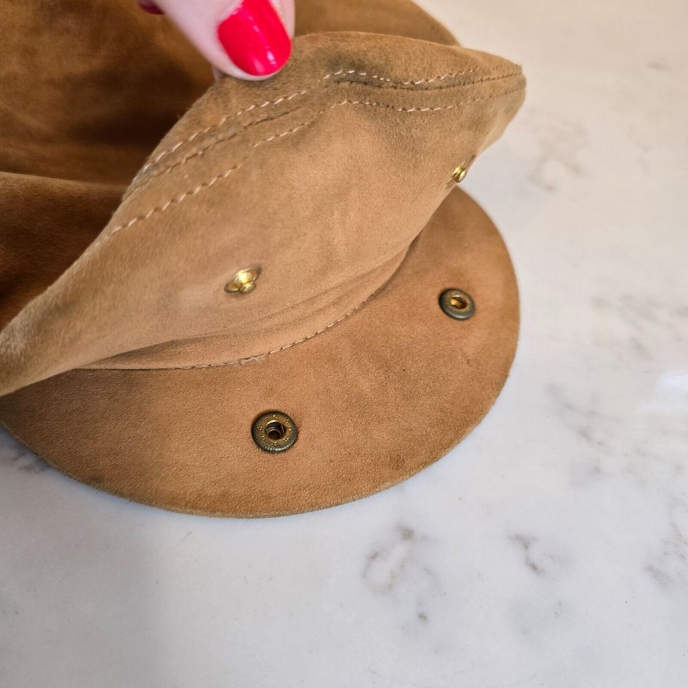Brooks Brothers Newsboy Flat Cap Hat Mens M Tan Leather Made in Italy - Picture 9 of 13